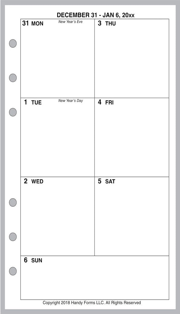 Personal Weekly and Monthly Planner, 1 Page Per Week, 2 Pages Per Month, No Lines, Style C