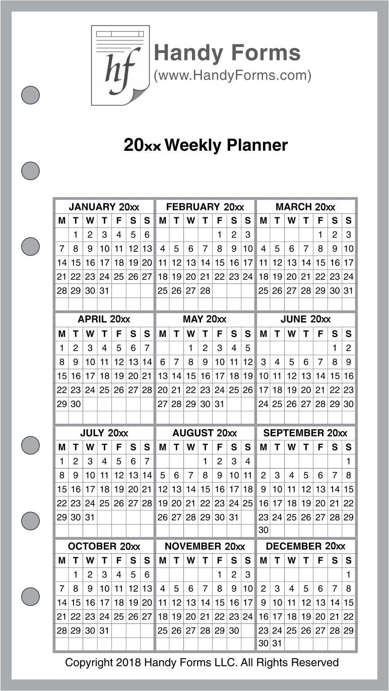Personal Weekly and Monthly Planner, 2 Pages Per Week, 2 Pages Per Month, Style H