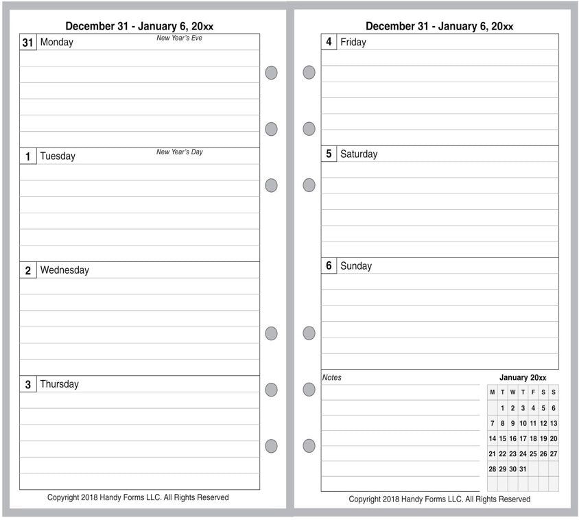 Personal Weekly and Monthly Planner, 2 Pages Per Week, 2 Pages Per Month, Style A