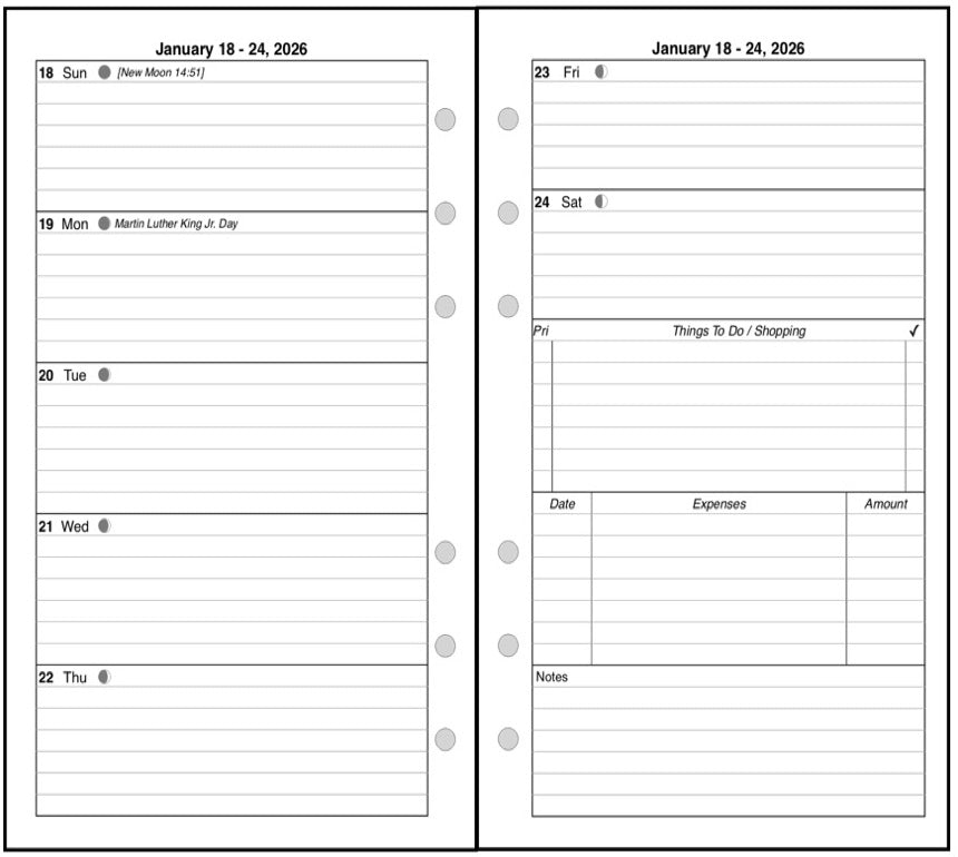 Personal Weekly and Monthly Planner, 2 Pages Per Week, 2 Pages Per Month, Style C