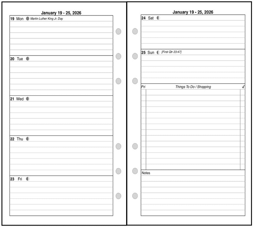 Personal Weekly and Monthly Planner, 2 Pages Per Week, 2 Pages Per Month, Style D