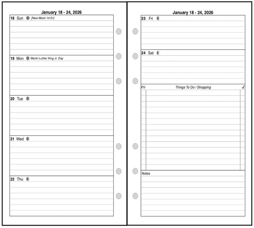 Personal Weekly and Monthly Planner, 2 Pages Per Week, 2 Pages Per Month, Style D