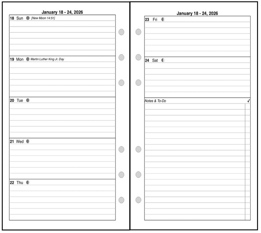 Personal Weekly and Monthly Planner, 2 Pages Per Week, 2 Pages Per Month, Style D