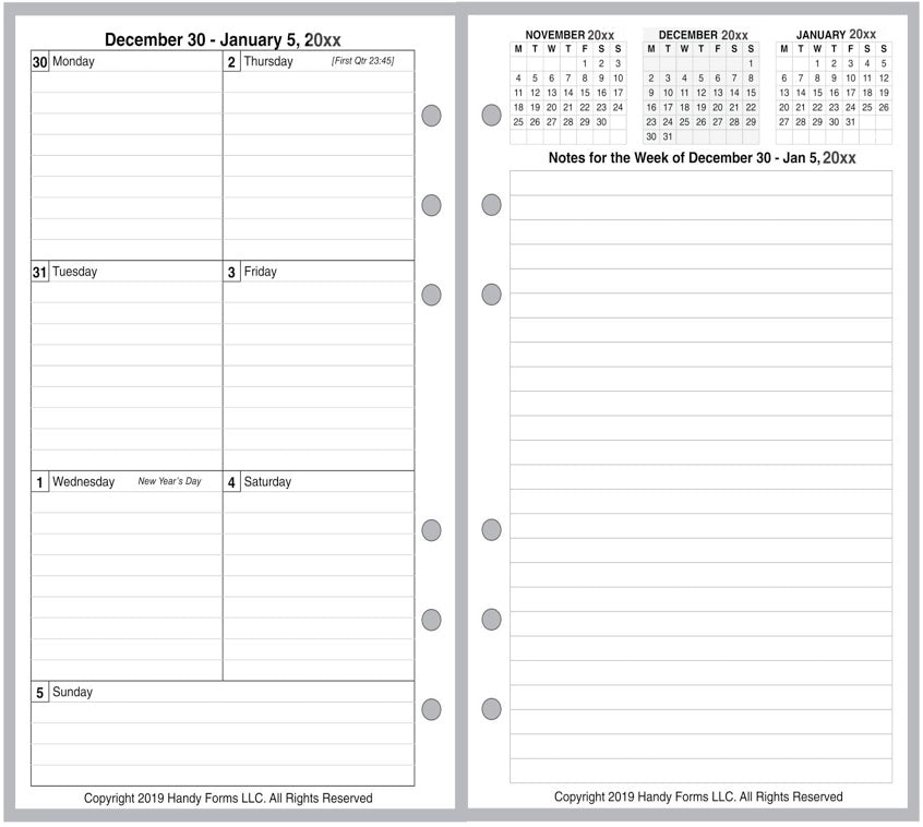 Personal Weekly and Monthly Planner, 2 Pages Per Week, 2 Pages Per Month, Style F