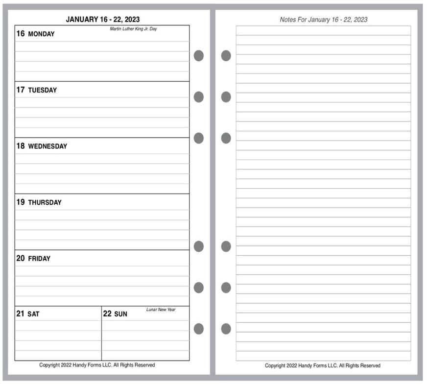 Personal Weekly and Monthly Planner, 2 Pages Per Week, 2 Pages Per Month, Style G1