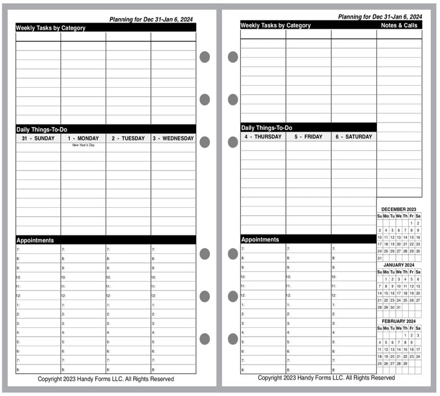 Personal Weekly and Monthly Planner, 2 Pages Per Week, 2 Pages Per Month, Style VT