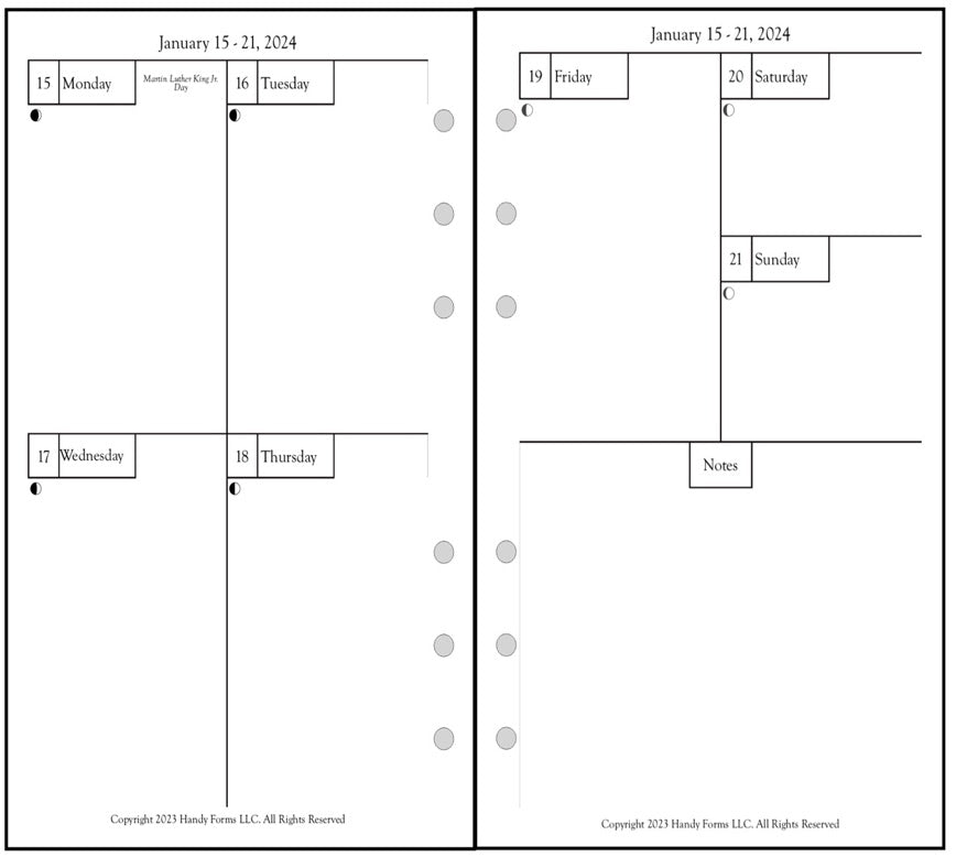 Personal Weekly and Monthly Planner, 2 Pages Per Week, 2 Pages Per Month, Style H