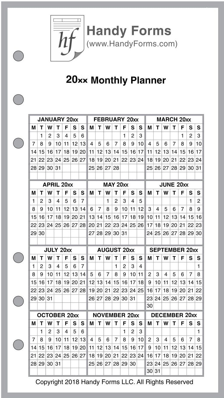 Personal Monthly Planner, 2 Pages Per Month, No Lines
