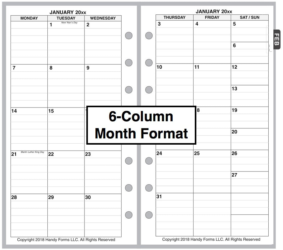 Personal Weekly and Monthly Planner, 2 Pages Per Week, 2 Pages Per Month, Style V