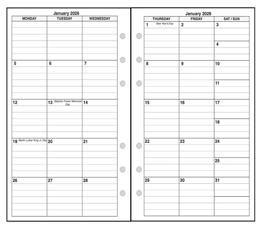 Personal Weekly and Monthly Planner, 2 Pages Per Week, 2 Pages Per Month, Style E