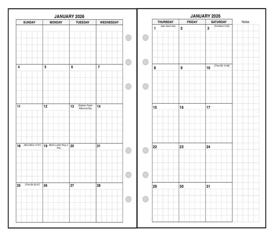 Personal Monthly Planner, 2 Pages Per Month, 8-Column Month, With Lines