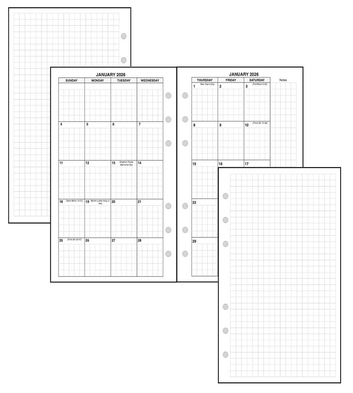 Personal Monthly Planner, 2 Pages Per Month, 8-Column Month, With Lines