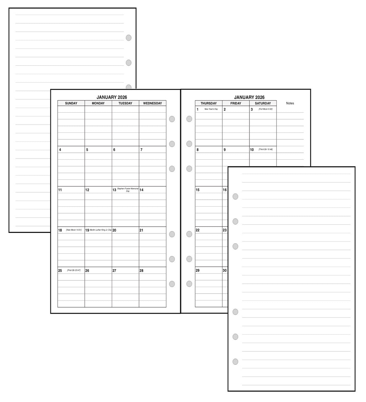 Personal Monthly Planner, 2 Pages Per Month, 8-Column Month, With Lines