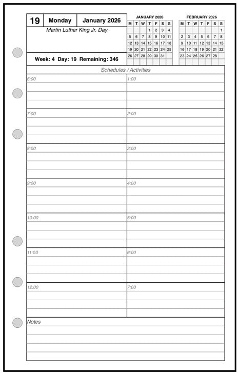 Personal Daily and Monthly Planner, 1 Page Per Day, 2 Pages Per Month, With Lines, Style C