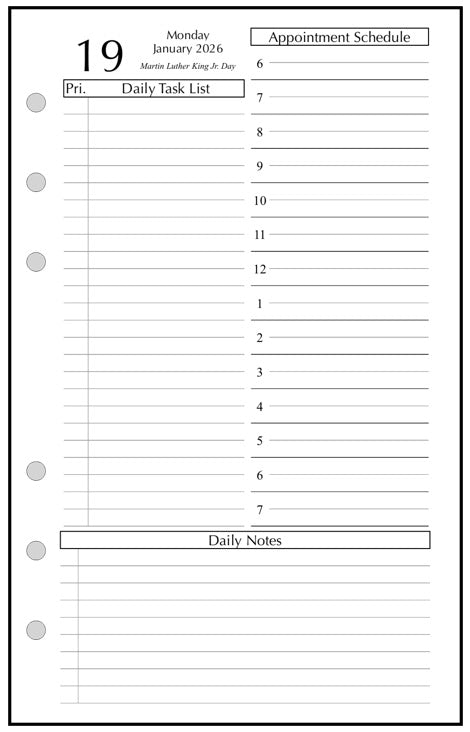 Personal Daily and Monthly Planner, 1 Page Per Day, 2 Pages Per Month, With Lines, Style D1