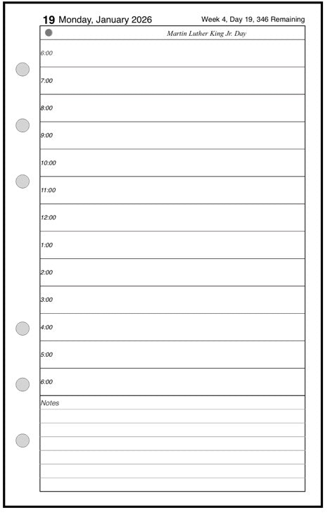 Personal Daily and Monthly Planner, 1 Page Per Day, 2 Pages Per Month, No Lines, Style B
