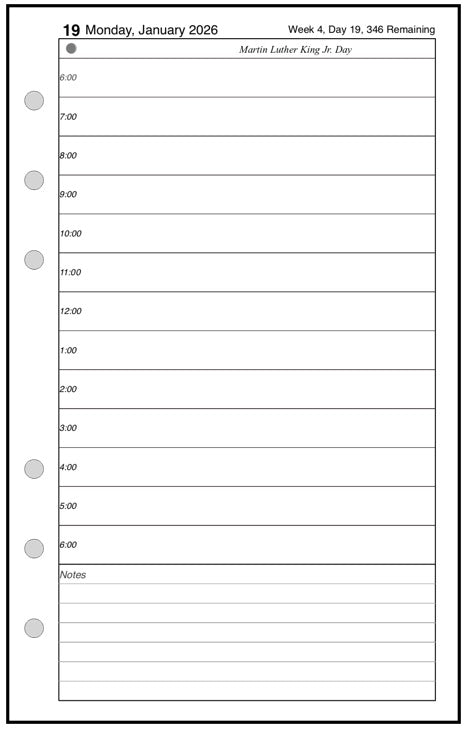 Personal Daily and Monthly Planner, 1 Page Per Day, 2 Pages Per Month, No Lines, Style B