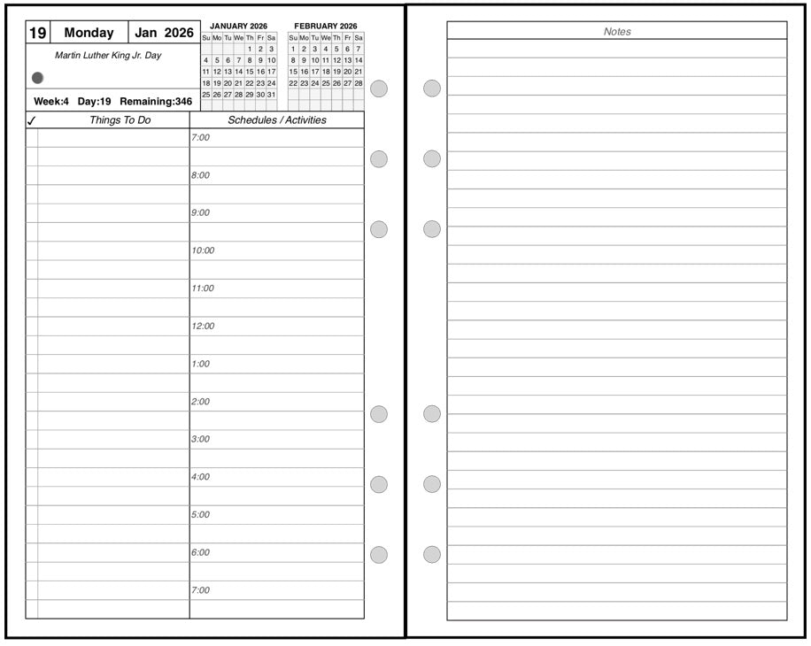 Personal Daily and Monthly Planner, 2 Pages Per Day, 2 Pages Per Month, With Lines, Style A