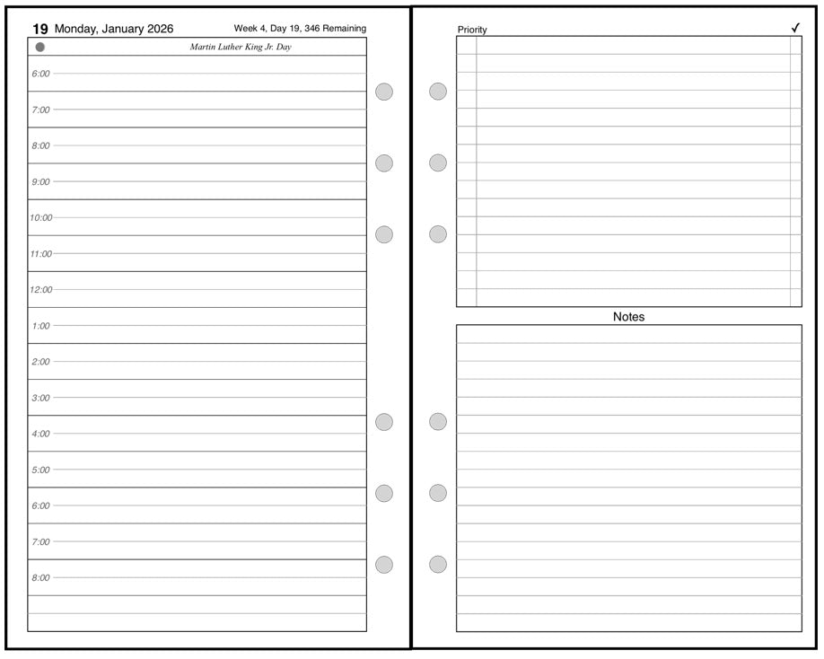 Personal Daily and Monthly Planner, 2 Pages Per Day, 2 Pages Per Month, With Lines, Style B