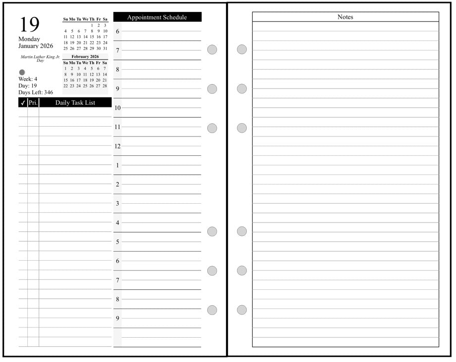 Personal Daily and Monthly Planner, 2 Pages Per Day, 2 Pages Per Month, With Lines, Style D