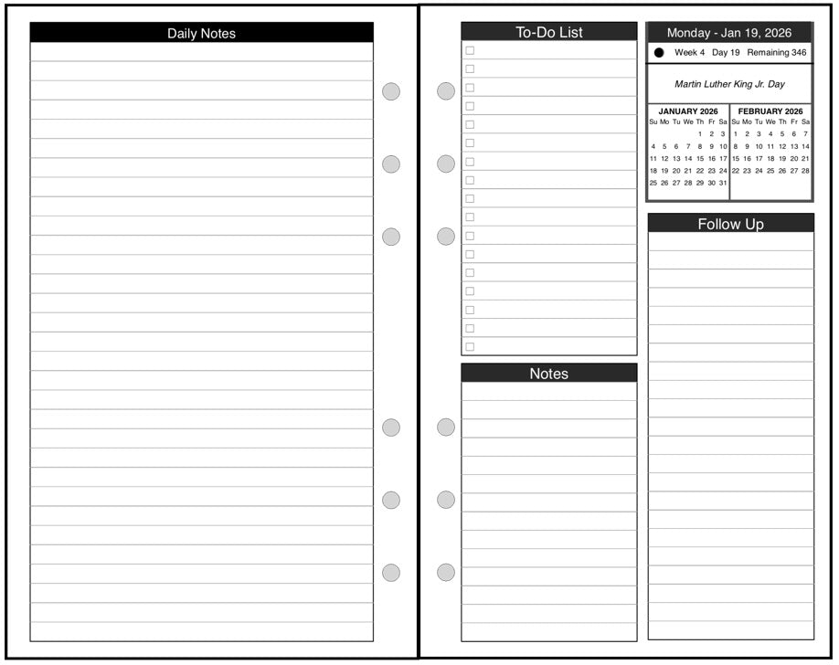 Personal Daily and Monthly Planner, 2 Pages Per Day, 2 Pages Per Month, With Lines, Style D1