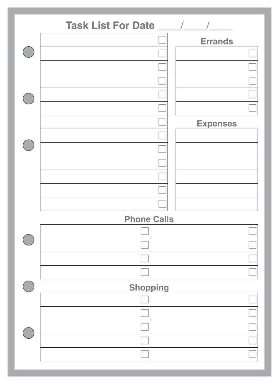A6 Daily Task List