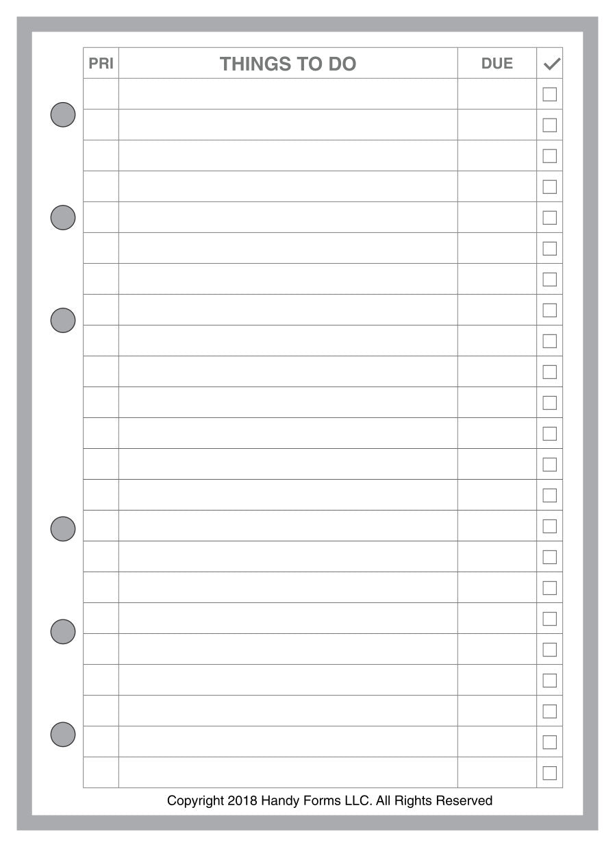 A6 To-Do Checklist with Priority and Due Date