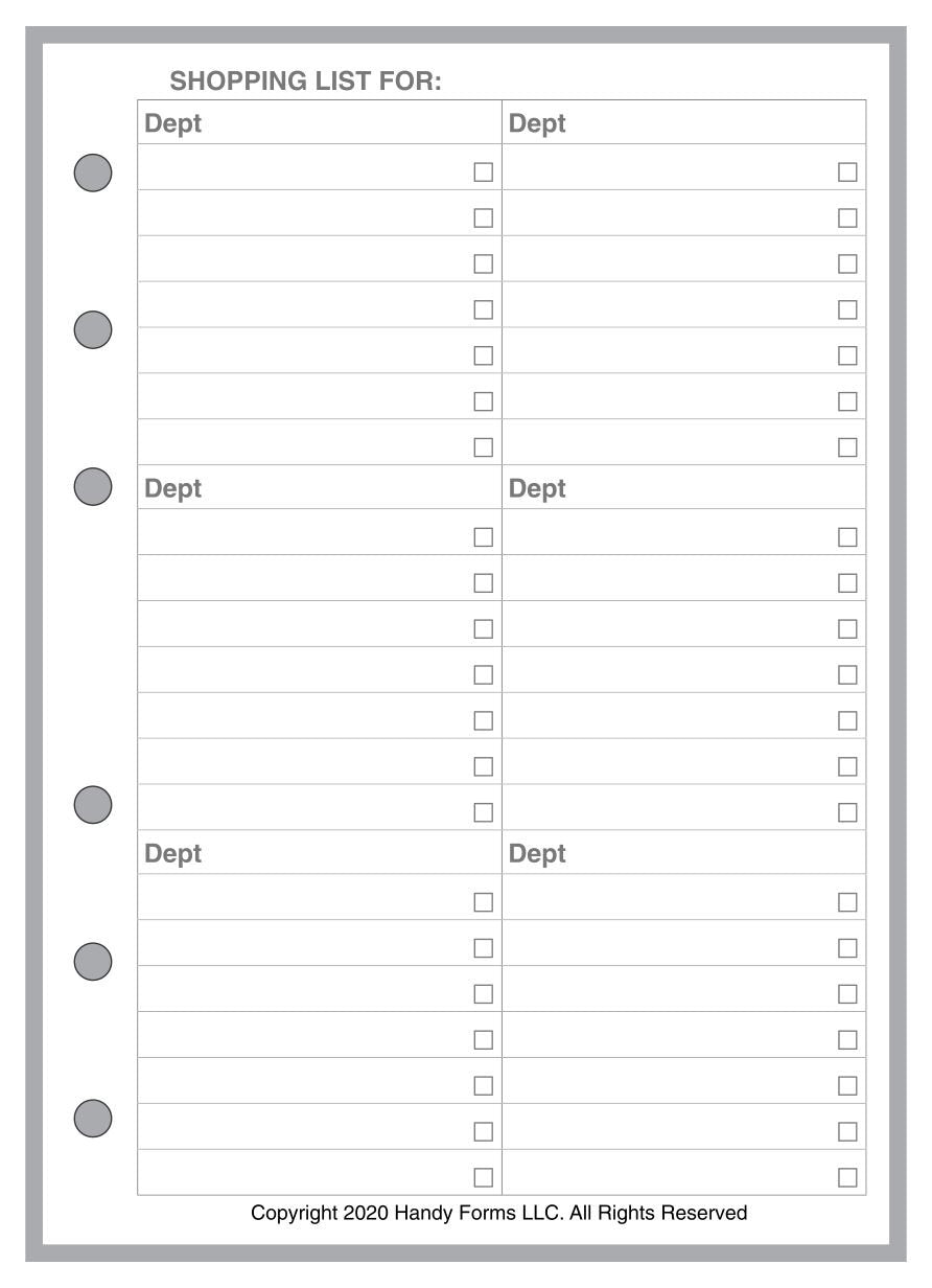 A6 Shopping List
