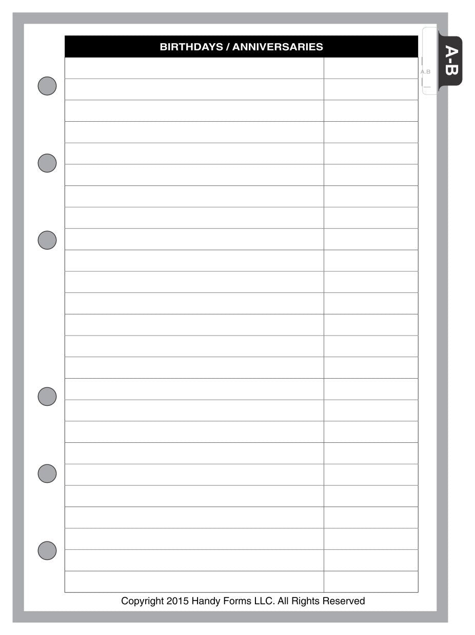 A6 Name & Address Pages + Tab Index
