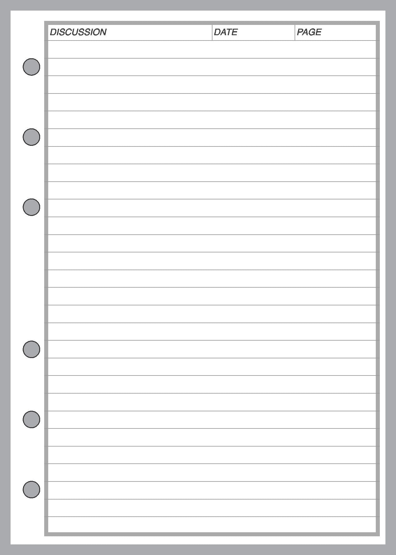 A6 Meeting Planner and Organizer - Extra Discussion Pages