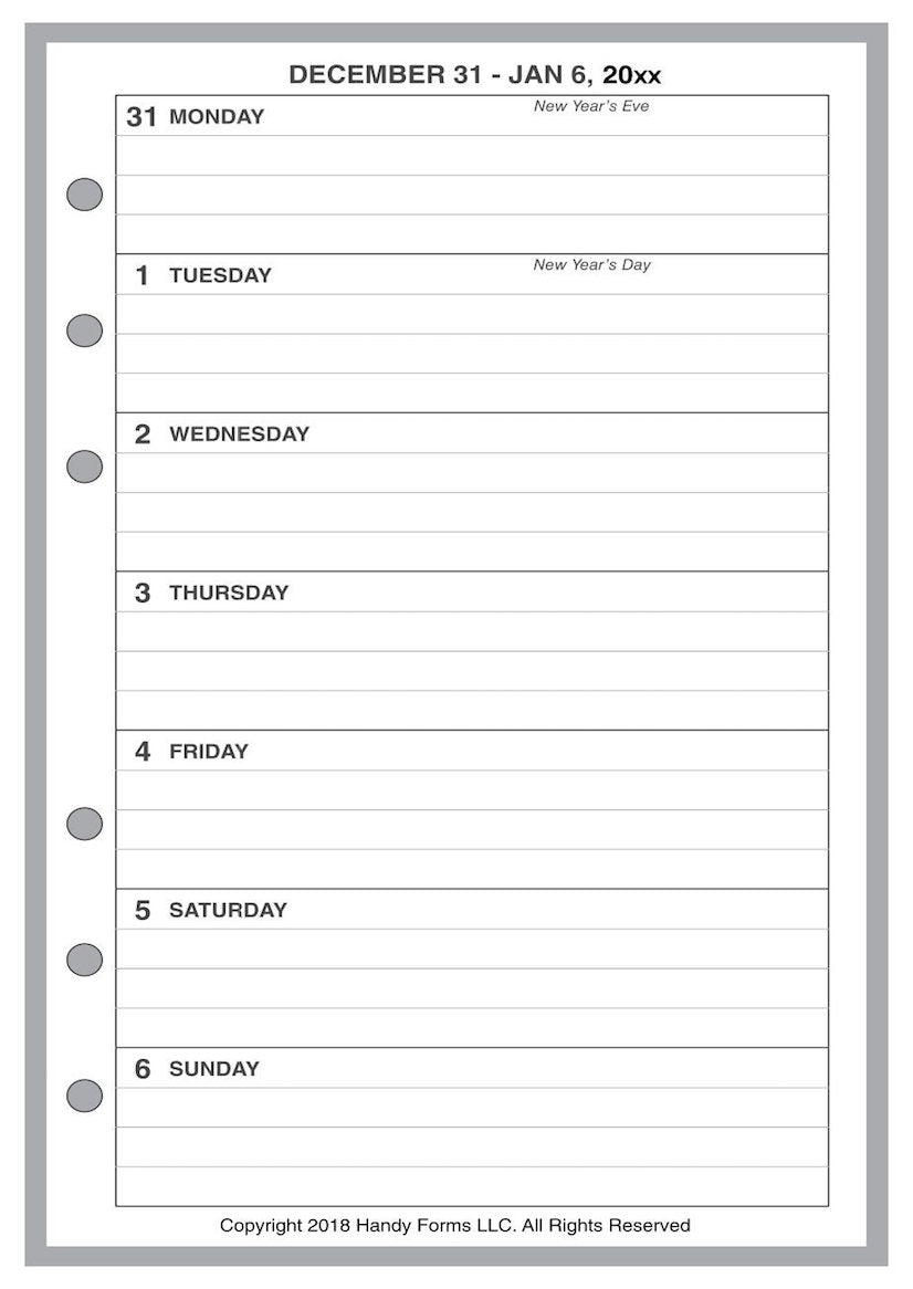 A6 Weekly and Monthly Planner, 1 Page Per Week, 2 Pages Per Month, With Lines, Style A
