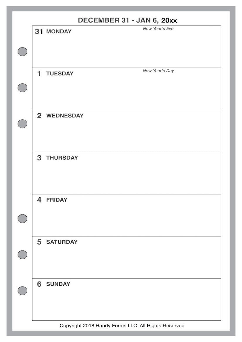 A6 Weekly and Monthly Planner, 1 Page Per Week, 2 Pages Per Month, No Lines, Style A