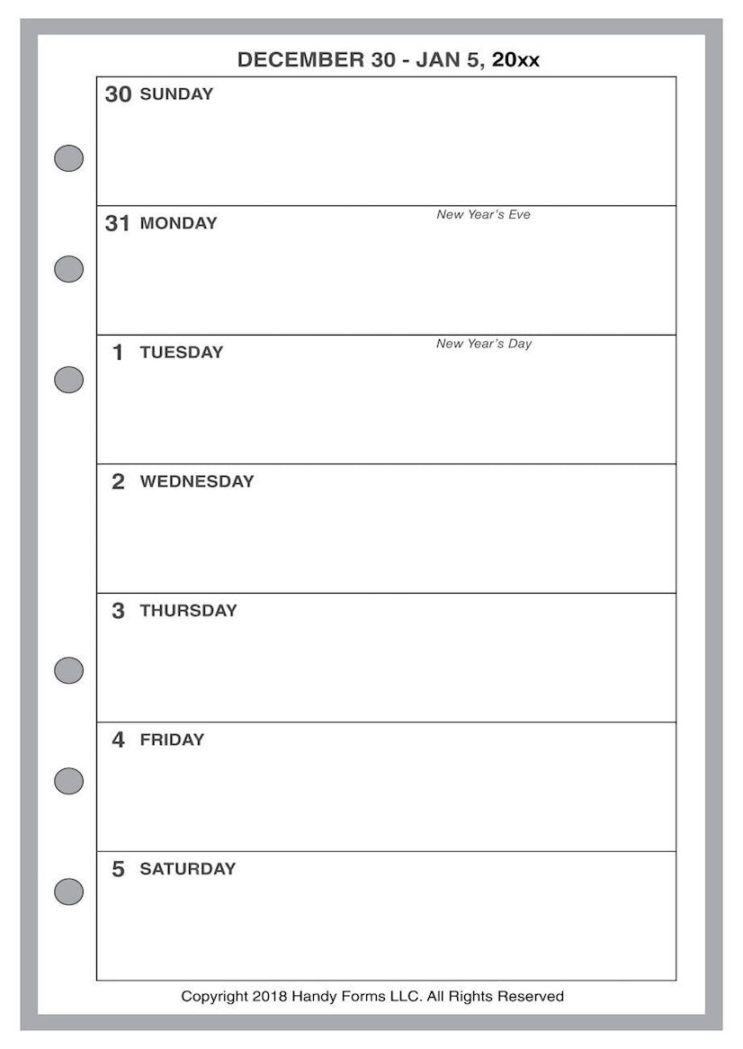 Week Over Week Form A6 Weekly and Monthly Planner, 1 Page Per Week, 2 Pages Per Month, No ...