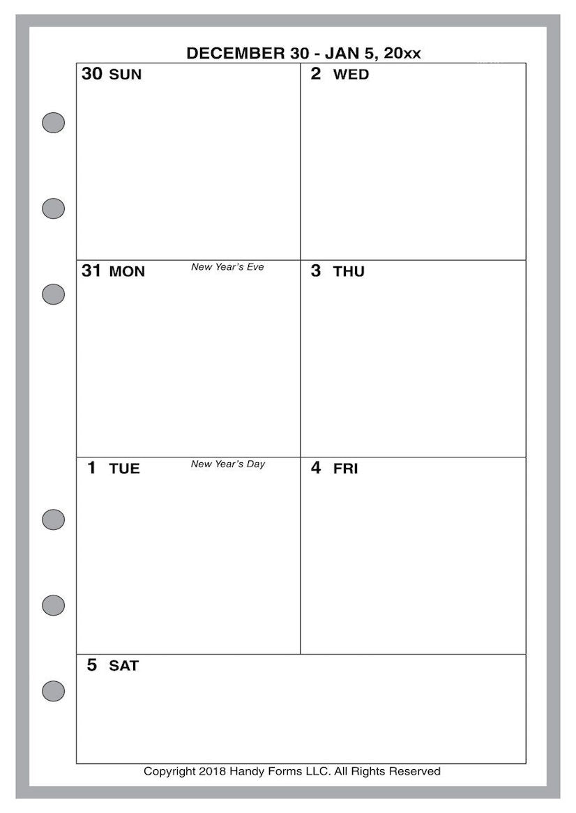 A6 Weekly and Monthly Planner, 1 Page Per Week, 2 Pages Per Month, No Lines, Style C