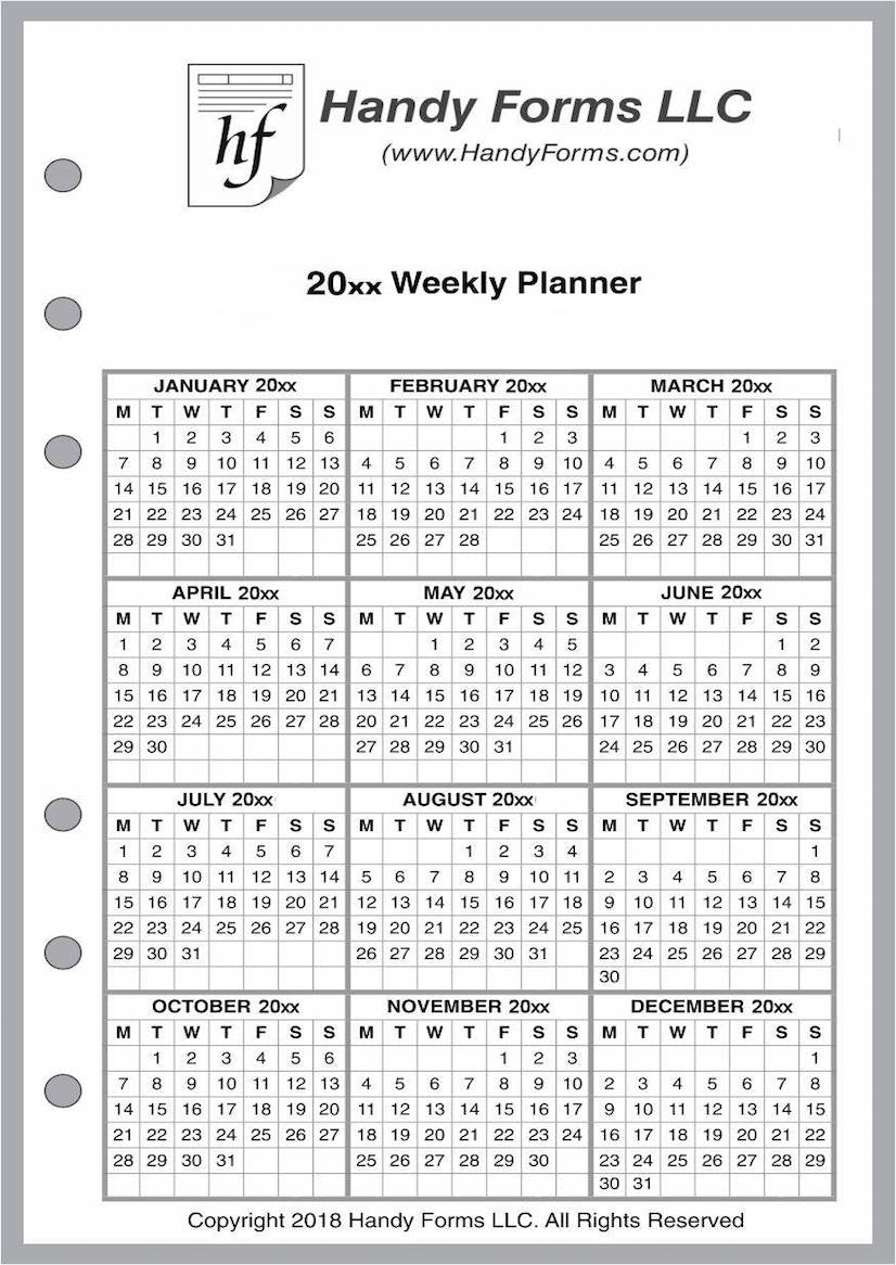 A6 Weekly and Monthly Planner, 2 Pages Per Week, 2 Pages Per Month, Style H