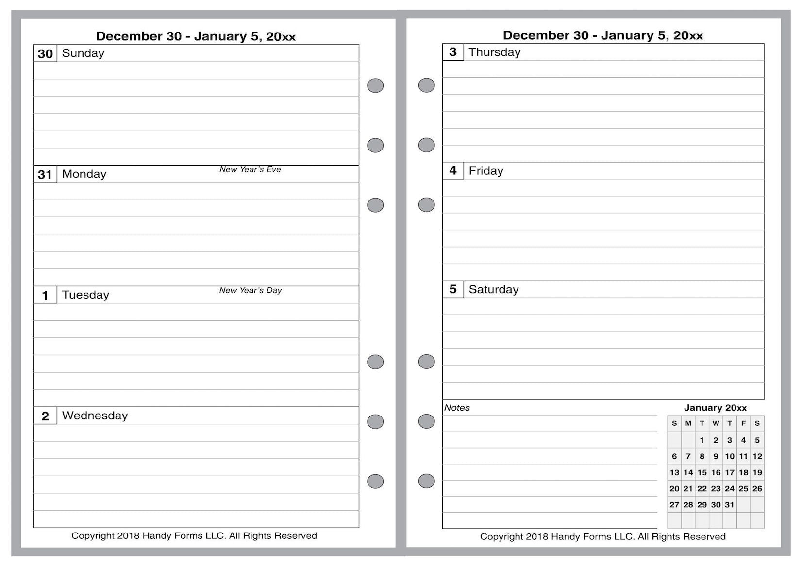 A6 Weekly and Monthly Planner, 2 Pages Per Week, 2 Pages Per Month, Style A