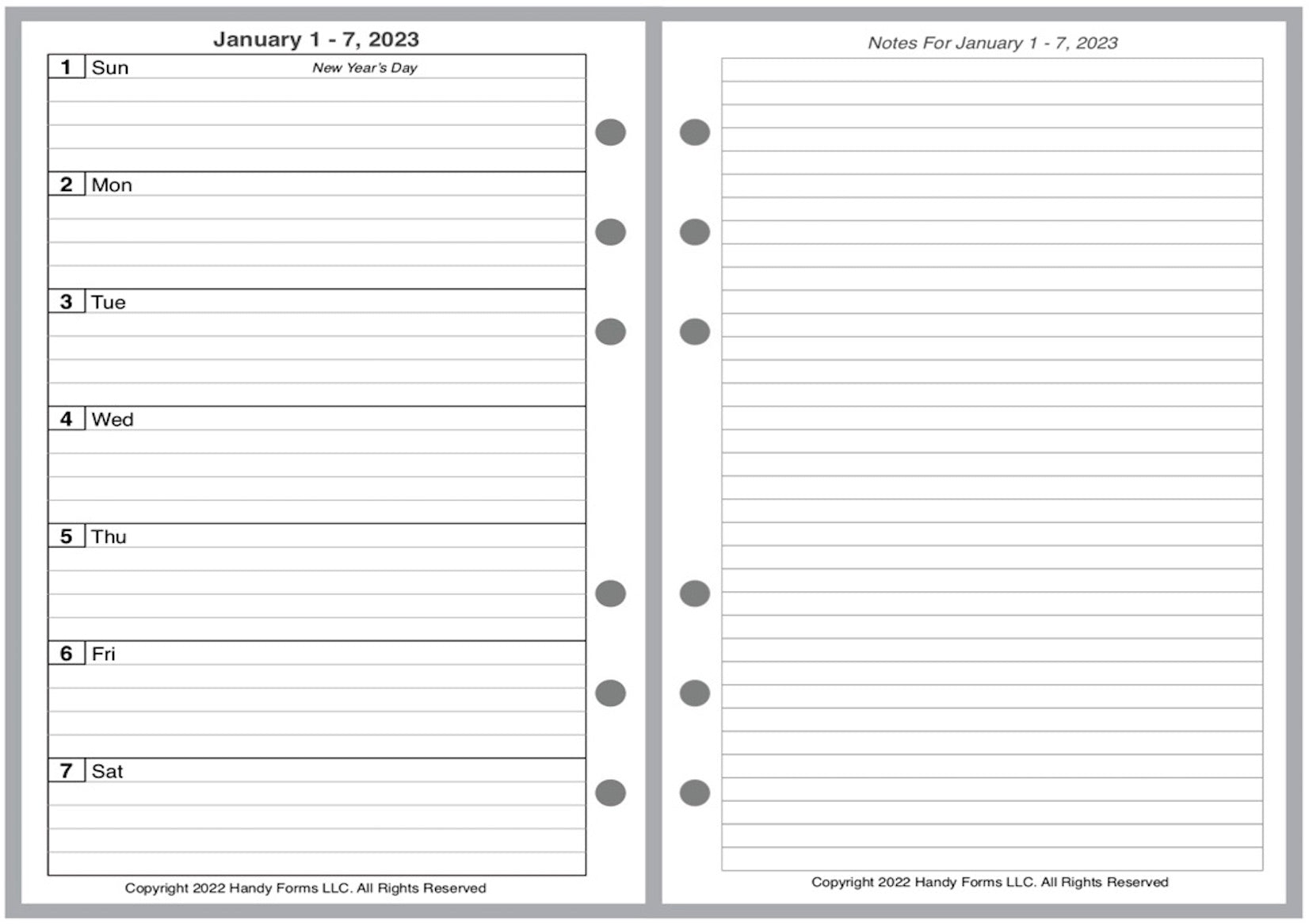 A6 Weekly and Monthly Planner, 2 Pages Per Week, 2 Pages Per Month, Style G