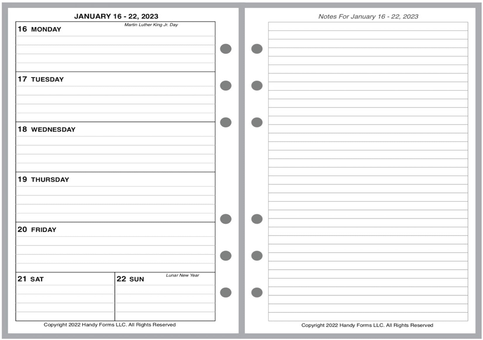 A6 Weekly and Monthly Planner, 2 Pages Per Week, 2 Pages Per Month, Style G1