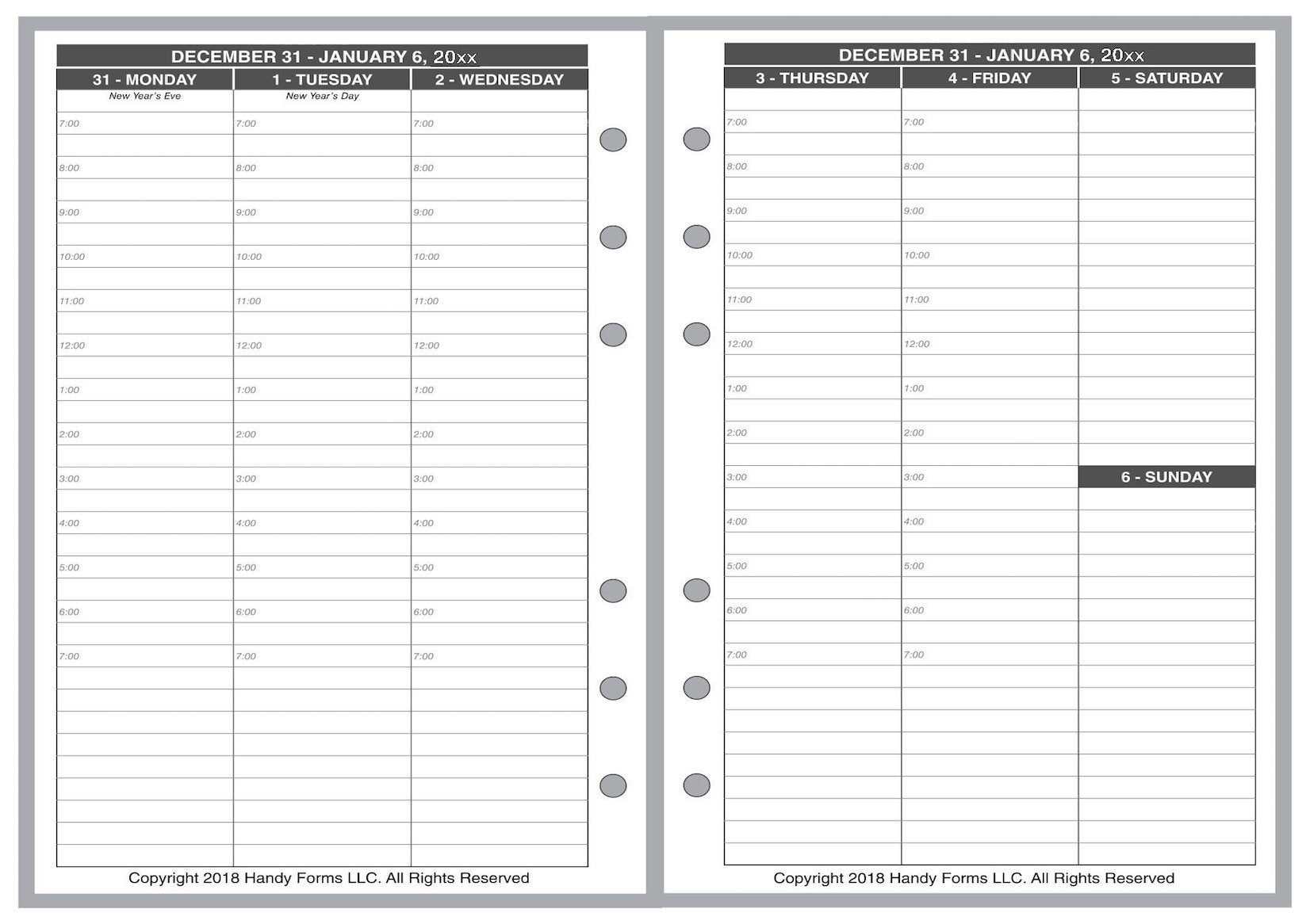 A6 Weekly and Monthly Planner, 2 Pages Per Week, 2 Pages Per Month, Style B