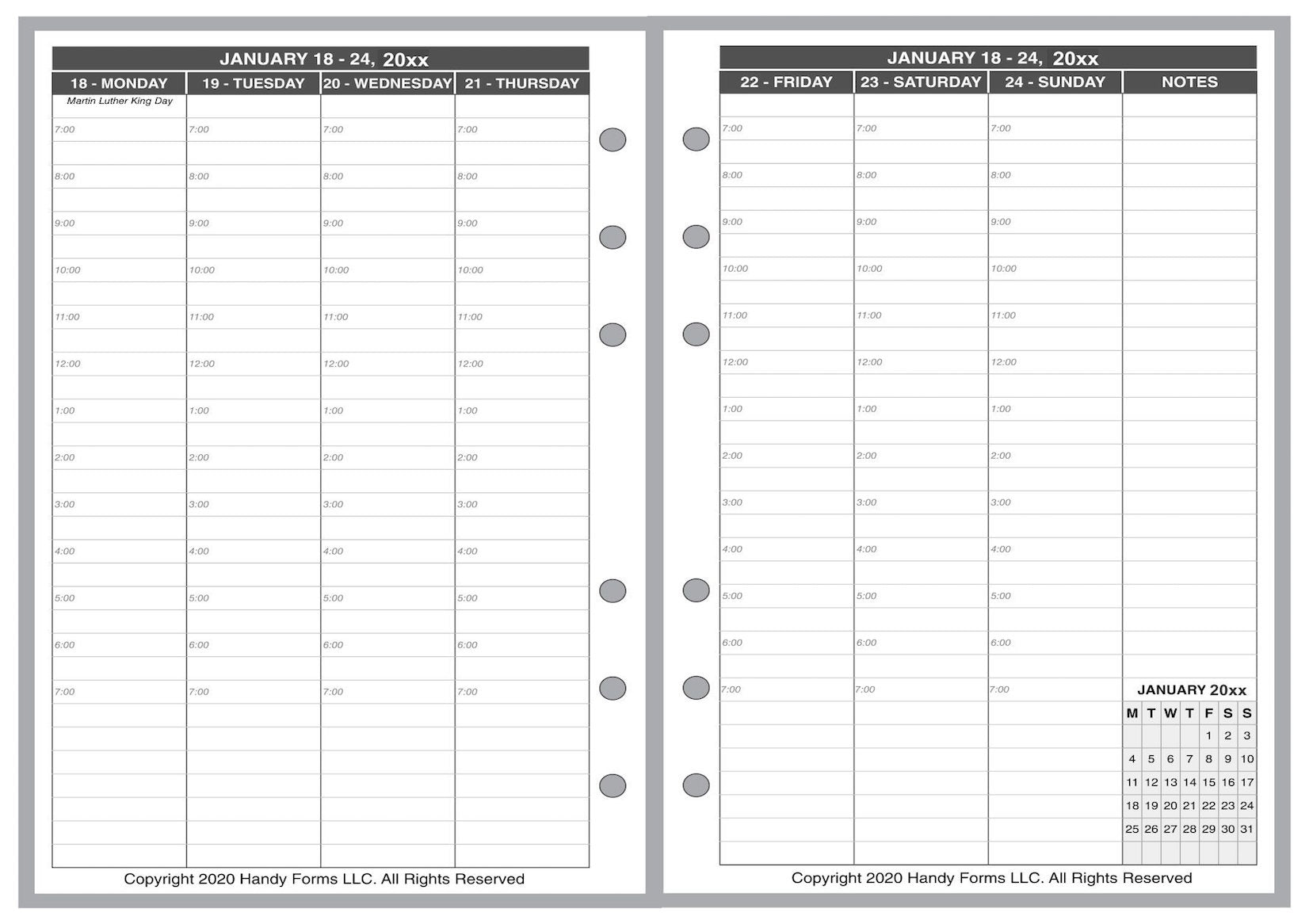 A6 Weekly and Monthly Planner, 2 Pages Per Week, 2 Pages Per Month, Style V8