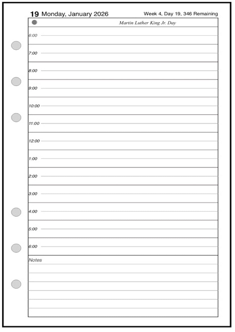 A6 Daily and Monthly Planner, 1 Page Per Day, 2 Pages Per Month, With Lines, Style B