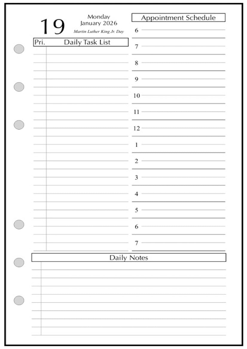 A6 Daily and Monthly Planner, 1 Page Per Day, 2 Pages Per Month, With Lines, Style D1