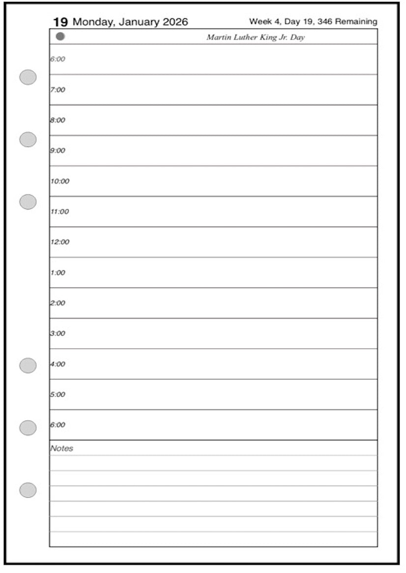 A6 Daily and Monthly Planner, 1 Page Per Day, 2 Pages Per Month, No Lines, Style B