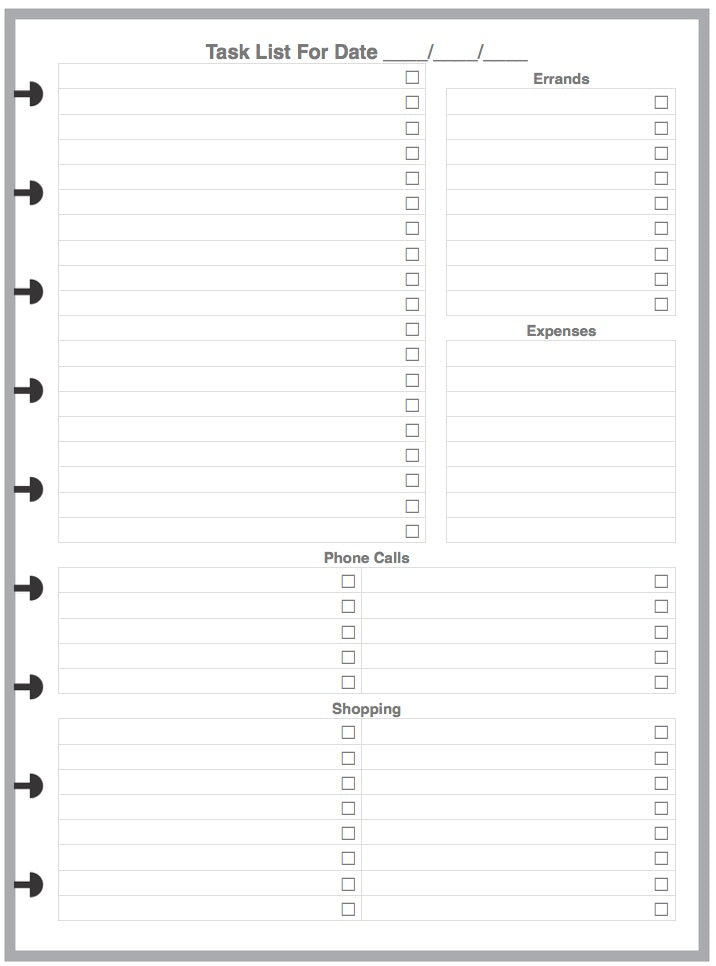 Classic Daily Task List