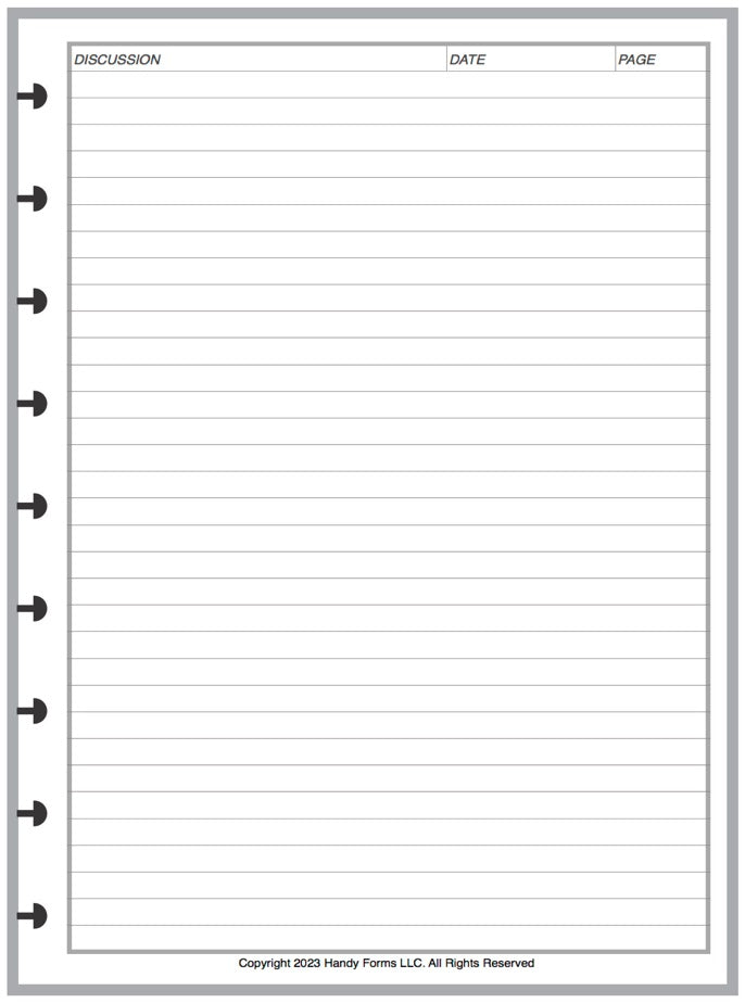 Classic Meeting Planner and Organizer - Extra Discussion Pages