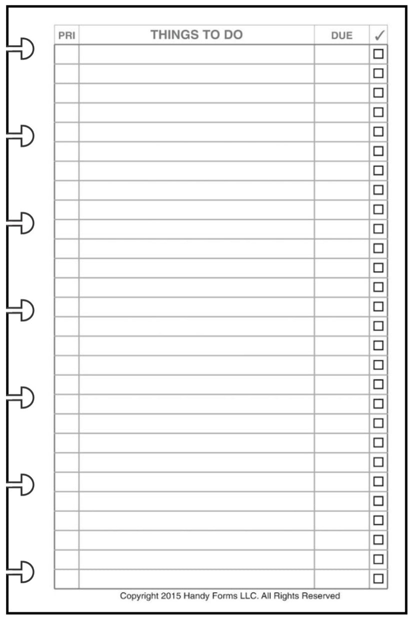 Compact Paperwork Mini To-Do Checklist with Priority and Due Date – Handy Forms