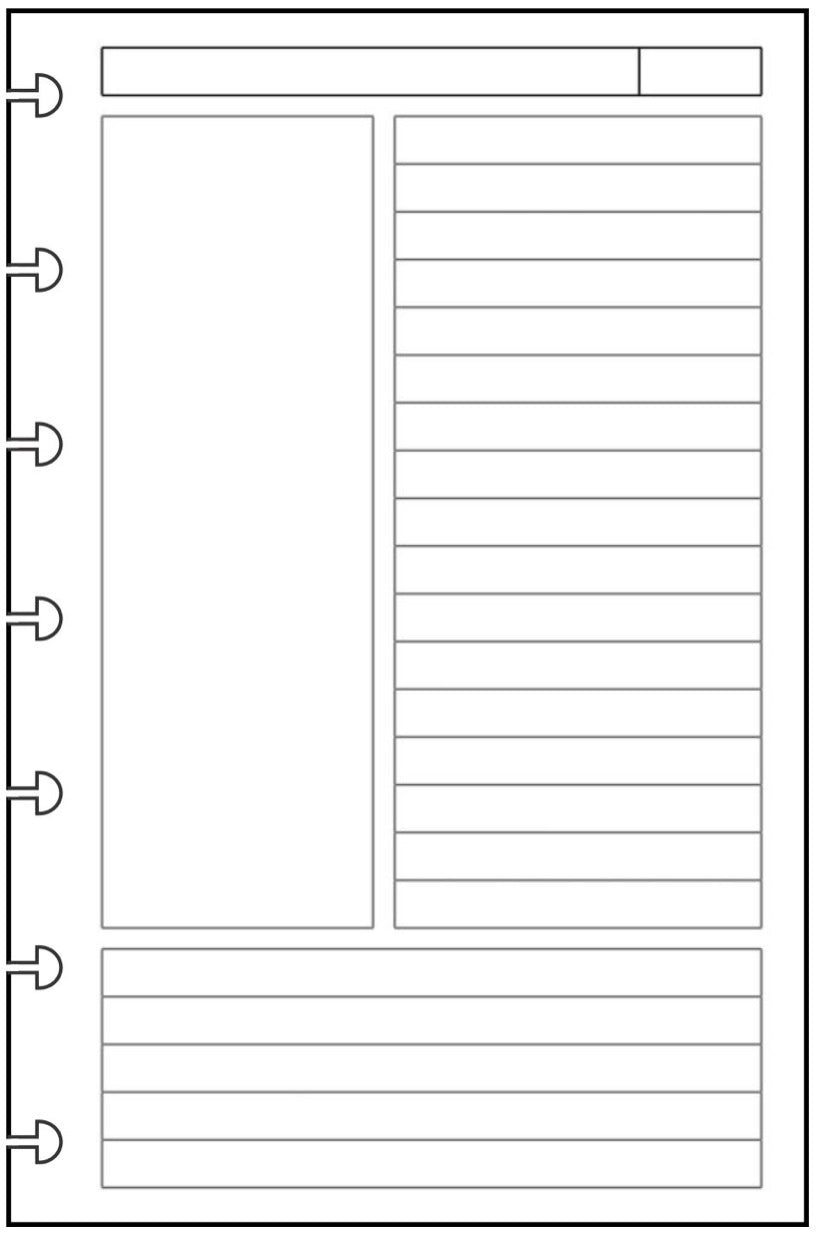 Mini Note Pages Designed for the Cornell Notetaking System