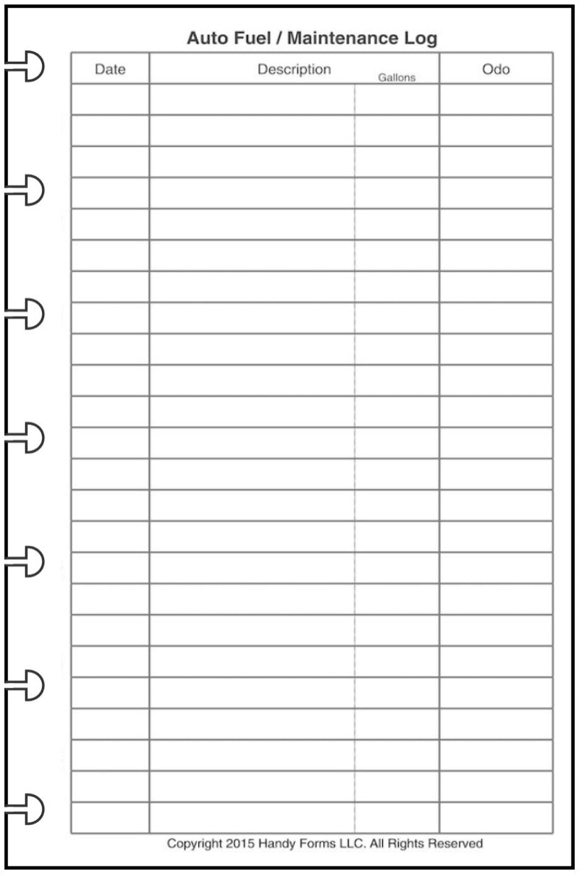 Mini Automobile Fuel & Maintenance Log