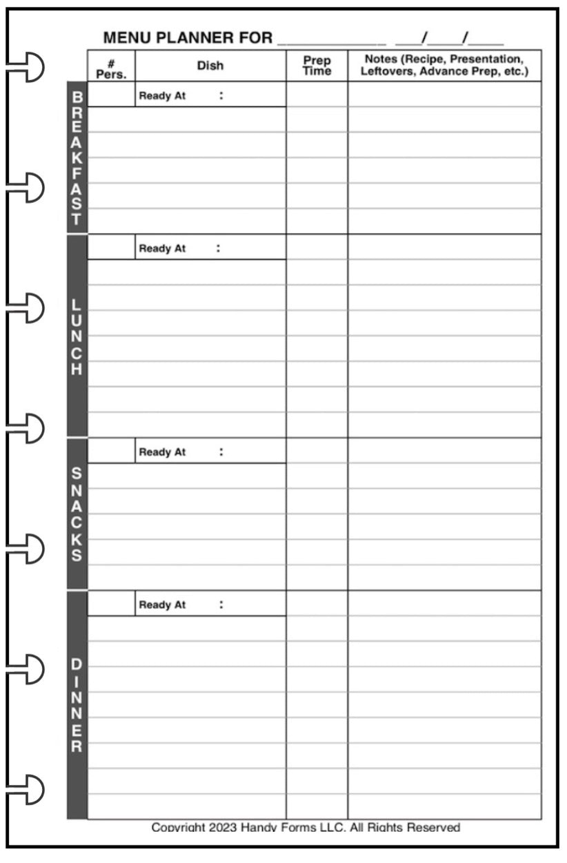Mini Daily and Weekly Menu Planner