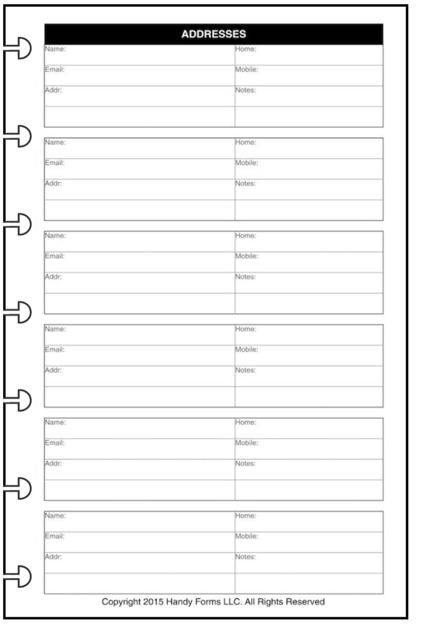 Mini Name & Address Pages + Tab Index